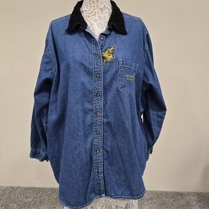 Vintage 90s Dr. Seuss The Grinch Denim Shirt